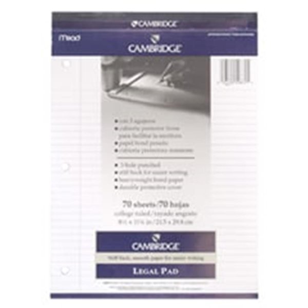 Coolcrafts Pad Legal Cambridge White 70 Ct 8.5 Inch X 11 3/4 Inch Coll Rule 3Hole CO64833